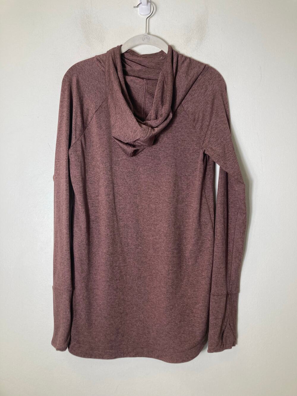 Athleta Heather Maroon Long Sleeve Hooded Sweatshirt Sz S